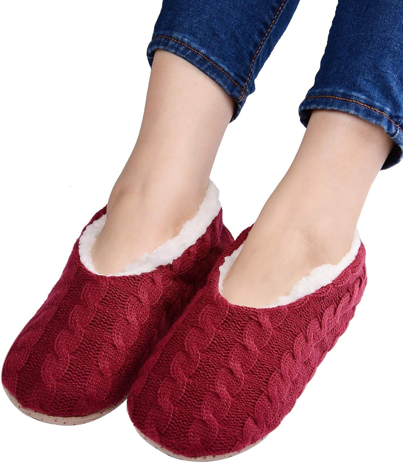 Panda Bros Fluffy Slipper Socks with Non Slip Women House Lined Socks Boat Super Cozy Hospital Slippers: Clothing