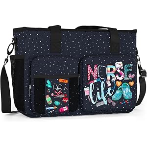 Nurse Work Bag for Women, Large Tote with Pockets and Organizer