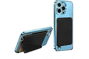 Magnetic Card Holder with Hidden Stand, Slim PU Leather Magnetic Wallet for iPhone, Black