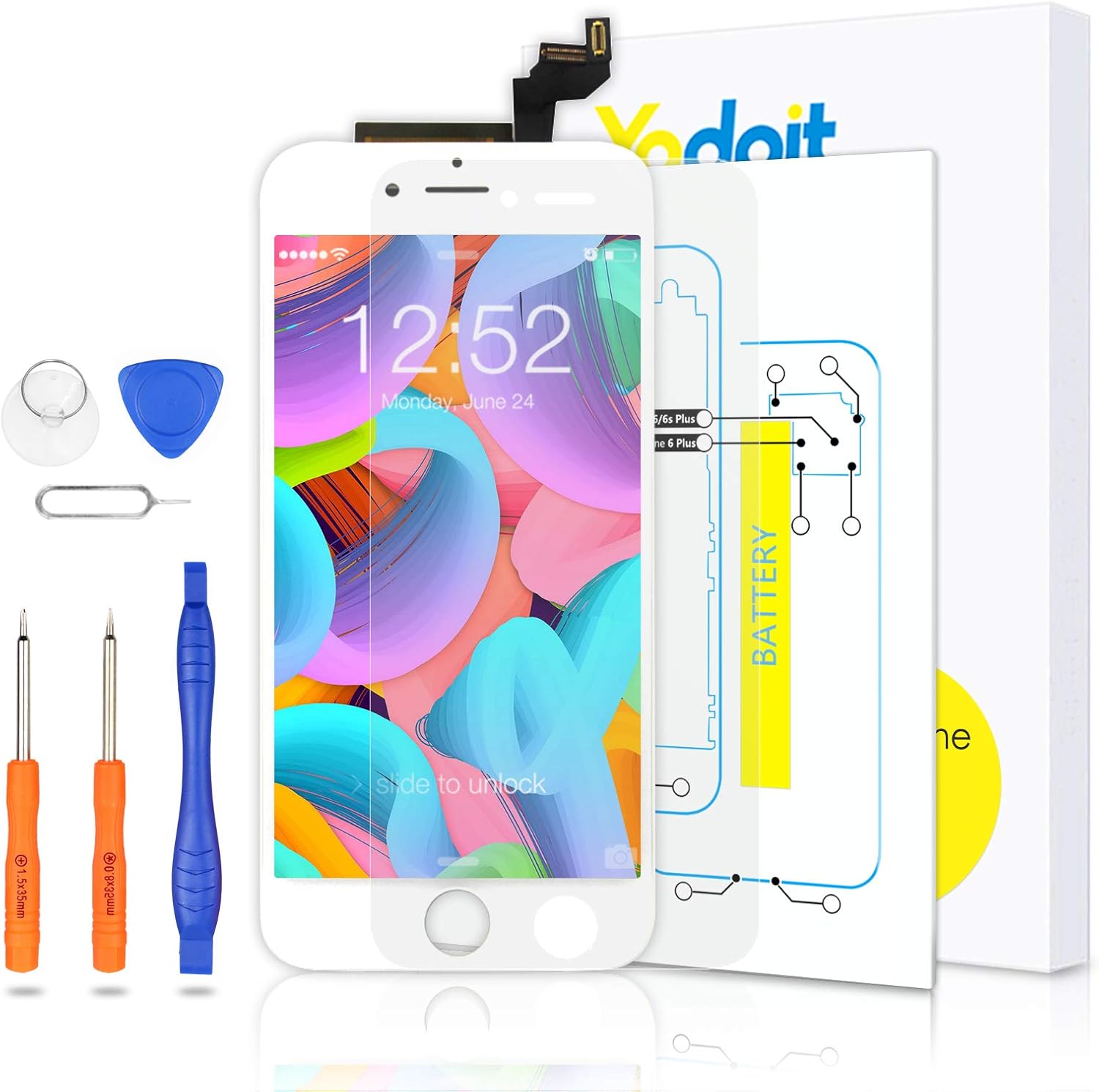 Amazon Yodoit Iphone6s フロントパネル 画面 液晶パネル 修理交換用 Lcd タッチパネル フロントガラス スクリ ーン 修理パーツ デジタイザ 修理工具 画面保護フィルム付属 白 4 7インチ 修理パーツ 通販