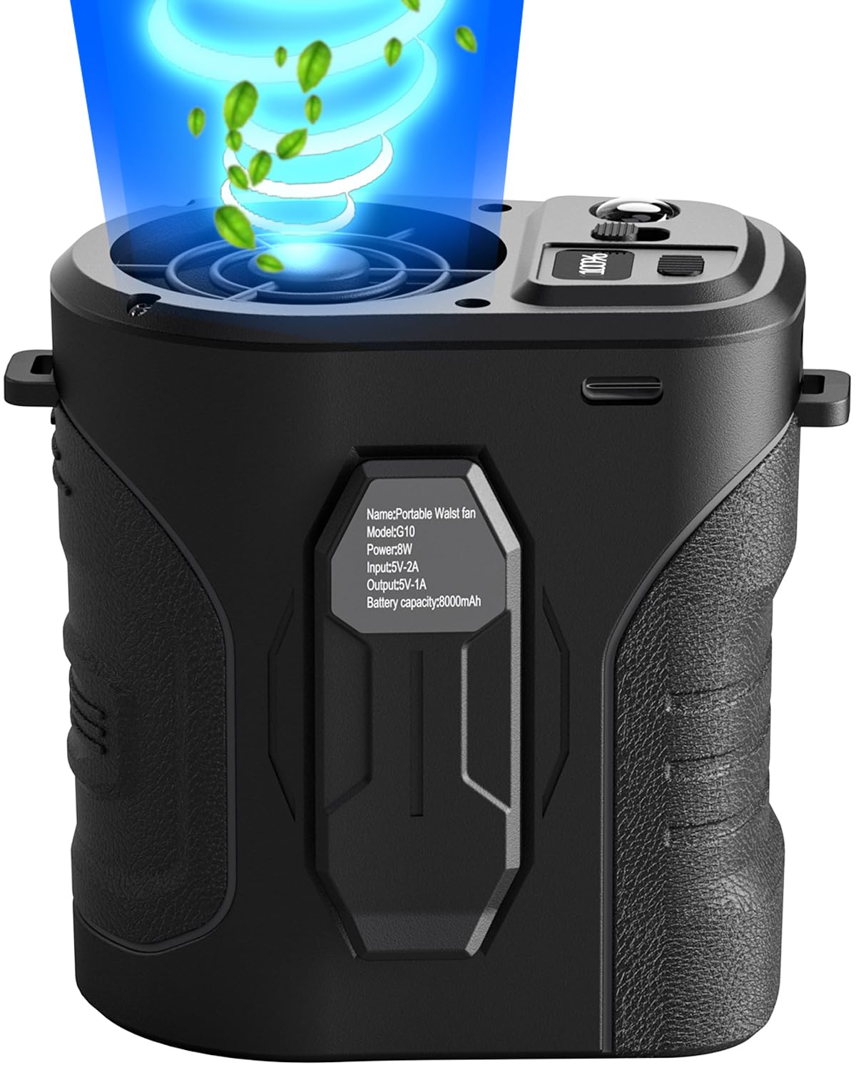 Yinken Waist Fan 10000mAh Rechargeable,Portable Fan with over 24H Working Time, 15000RPM Strong Airflow Wearable small Belt Fan Personal Waist Clip for Clothes Shirt Farm Work Hiking Outdoor Jobsite