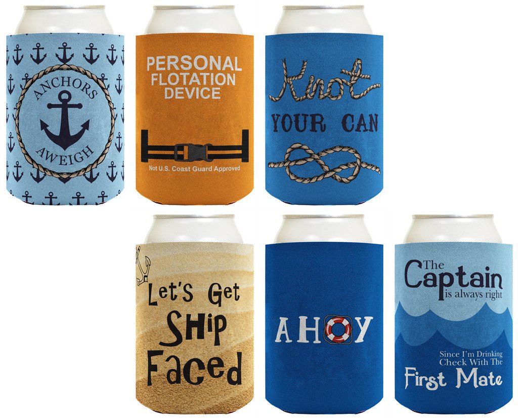 Boat Gifts Beer Coolie Nautical Gift Set Cruise Gifts 6pack Can Coolie
