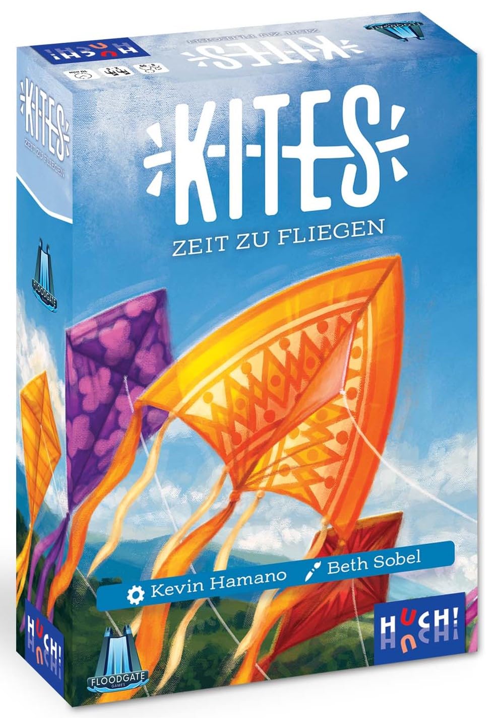 HUCH! Kites, Time to Fly, Cooperative Family Game, Fast and Fun Society Game, Play the Right Card and Turn the Hourglass Time, for 2-6 Players from 8 Years