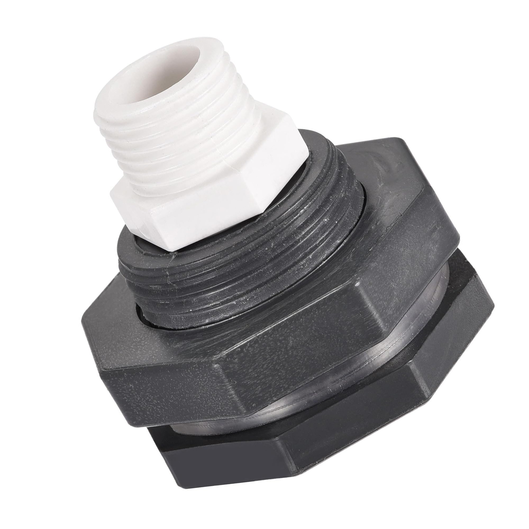MACHSWON PVC Bulkhead Tank Adapter with Thread Pipe Fitting G1/2 Thread for Rain Barrels Water Tank Aquariums Ponds 1 Set