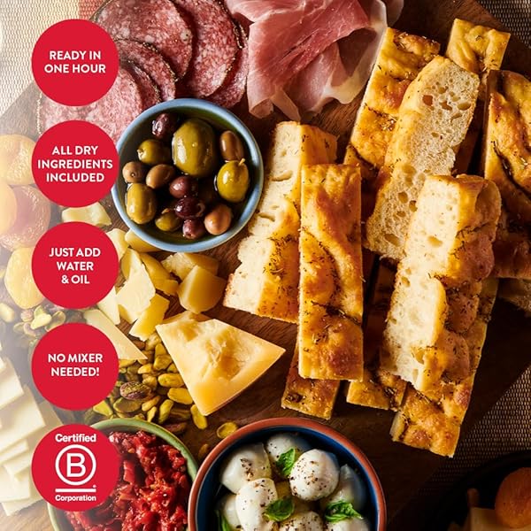 KING ARTHUR BAKING COMPANY CRISP & AIRY FOCACCIA MIX KIT 18.4 OZ., BAKING MIX – READY IN 1 HOUR