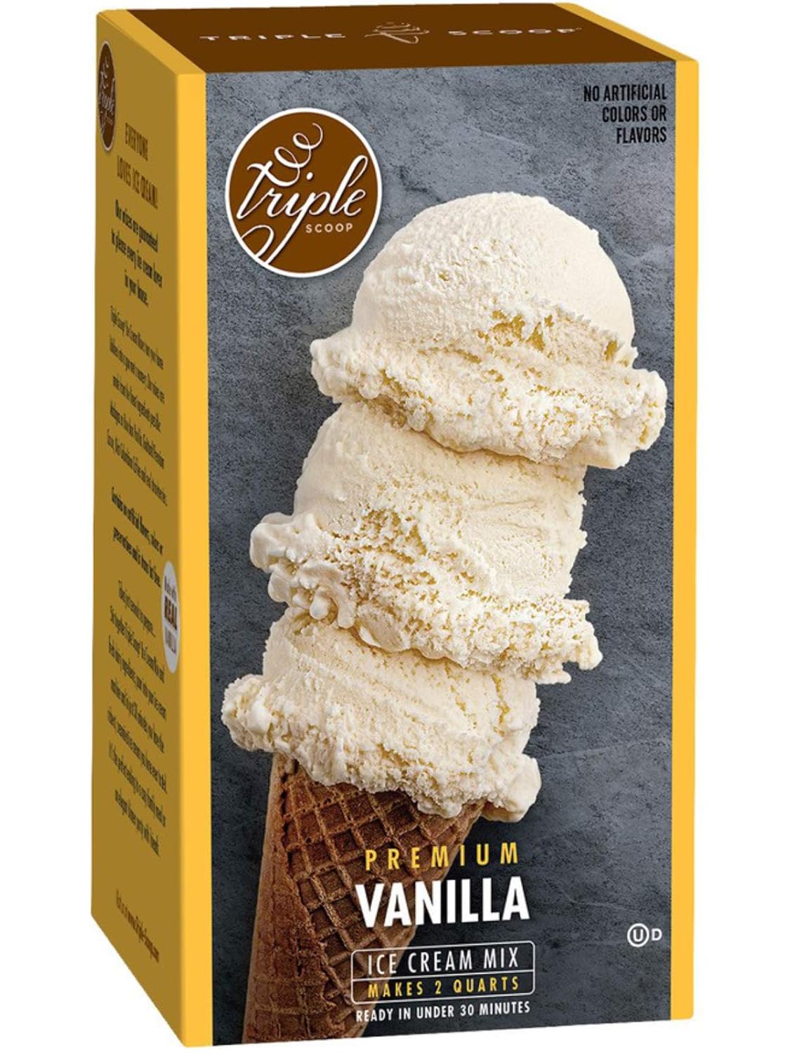 Triple Scoop Ice Cream Mix Premium Vanilla Starter For Use With Home Ice Cream Maker No Artificial Colors Or Flavors Ready In Under 30 Mins Makes 2 Qts 1 15oz Box Amazon Com