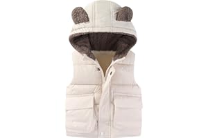 AIWUHE Toddler Boys Girls Hooded Puffer Vest Padded Warm Winter Jacket Sleeveless Bear ears Zipper Up Coat with pocket 1-7Y
