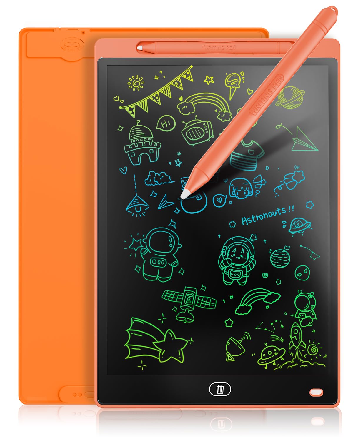 Genialba 10 inch LCD Writing Tablet Colorful Screen Drawing Board Toddler Toys Learning Educational Toys Gifts for Birthday for 2 3 4 5 6 Year Old Boys Girls (Orange)