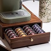 Acacia Wood Coffee Pod Drawer Compatible with Nespresso Vertuo, Pods Holder, Pod Organizer Tray, Storage, Stand, Container, Capsule Holder for Coffee Bar Countertop, 40 Big or 60 Small Pods Capacity