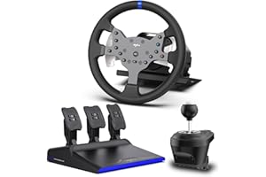 PXN V99 Gaming Racing Wheel, Driving Force Feedback Steering Wheel with Pedals and Shifter - 3.2NM, 270°&900°, 11.8 inch, 4 P
