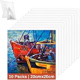 Koncci Canvas for Painting with Paper Holder 10 Pack 20x20 cm Blank Panels