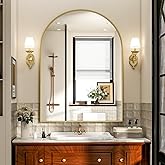 Arch Bathroom Mirror, 24x36 Inch - Wall Mounted Vanity Mirror with Aluminum Alloy Frame - Ideal for Living Room, Bedroom, Bathroom, and Entryway, Hanging or Leaning, Gold