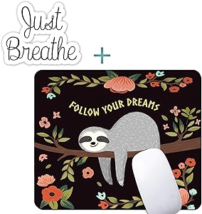 Cute Sloth Mouse Pad,Customized Rectangle Non-Slip Rubber Gaming Mousepad Computer Mouse Pad Mat with Laptop Stickers