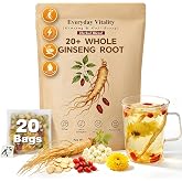 Ginseng Tea, Whole Ginseng Root, 20+ Roots, 20 Tea Bags, Caffeine-Free | Start your day with whole ginseng roots for a simple tea ritual when you want to feel refreshed, focused and ready to go.