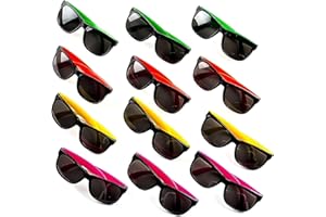 Neliblu 24 Pack Kids’ Neon Party Sunglasses Bulk with UV Protection – 80’s Style Kids Sunglasses Party Favors, Goodie Bag Stuffers for Children, Fun Gift, Bulk Pack in 4 Neon Colors