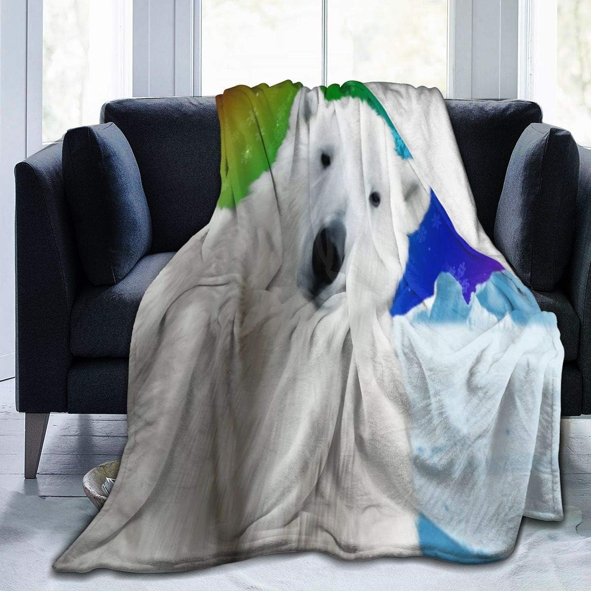 Cyloten Blanket Polar Bear Pattern Fleece Blanket Foldrable