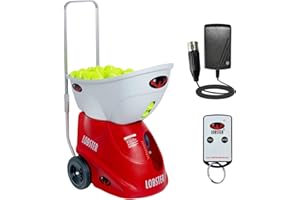 Lobster Sports Elite Tennis Ball Machine - Auto Portable Tennis Ball Launcher, Preloaded & Custom Drills, Spin Control, Lob Elevation Switch, Ball Speed (up to 80MPH), with Multi-Function Remote