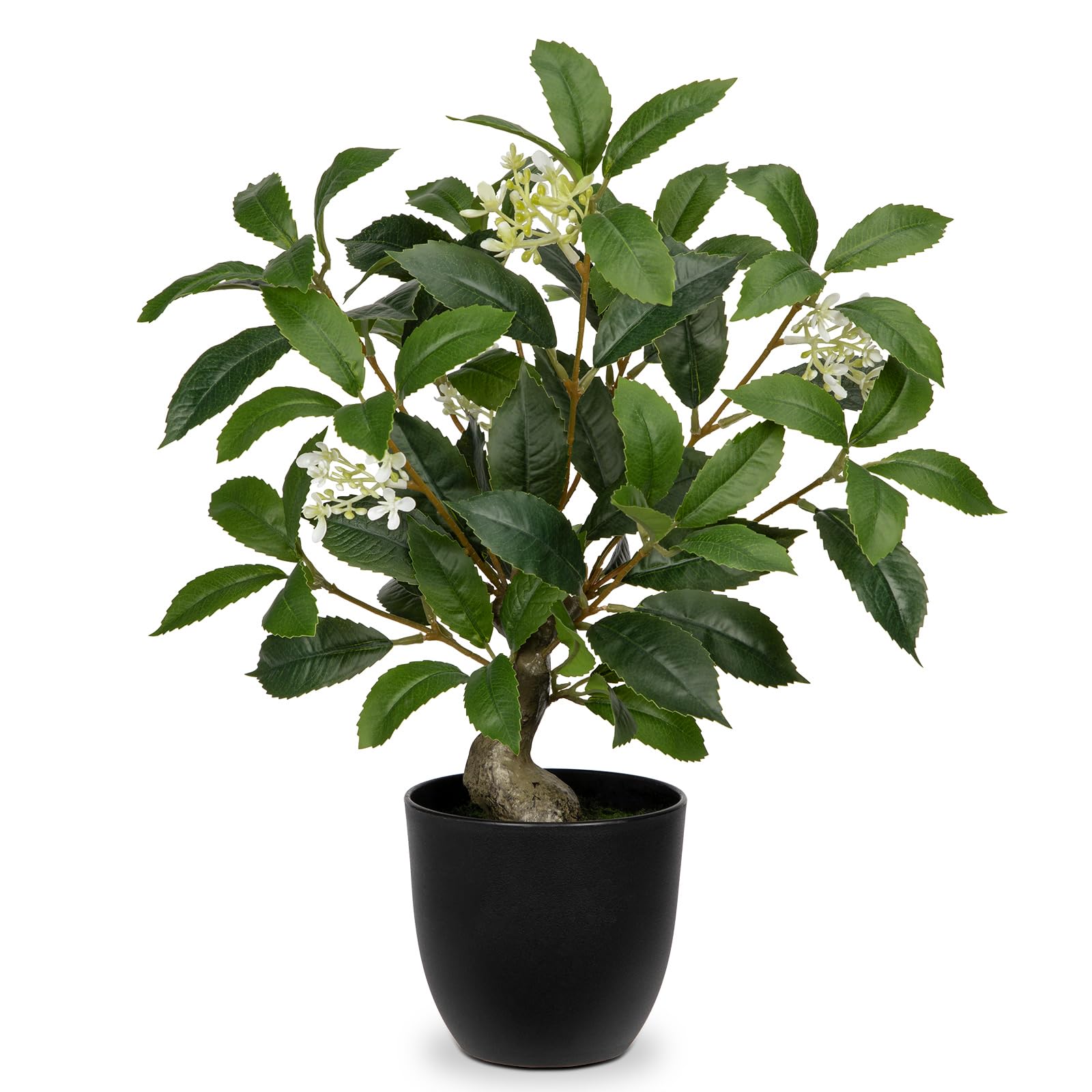 Photo 1 of Briful 16.5'' Fake Plants Faux Laurel Bay Tree in Black Pot Realistic Greenery Artificial Plants Indoor Houseplant for Home Decor Farmhouse Bathroom Living Room Wedding Table Centerpieces