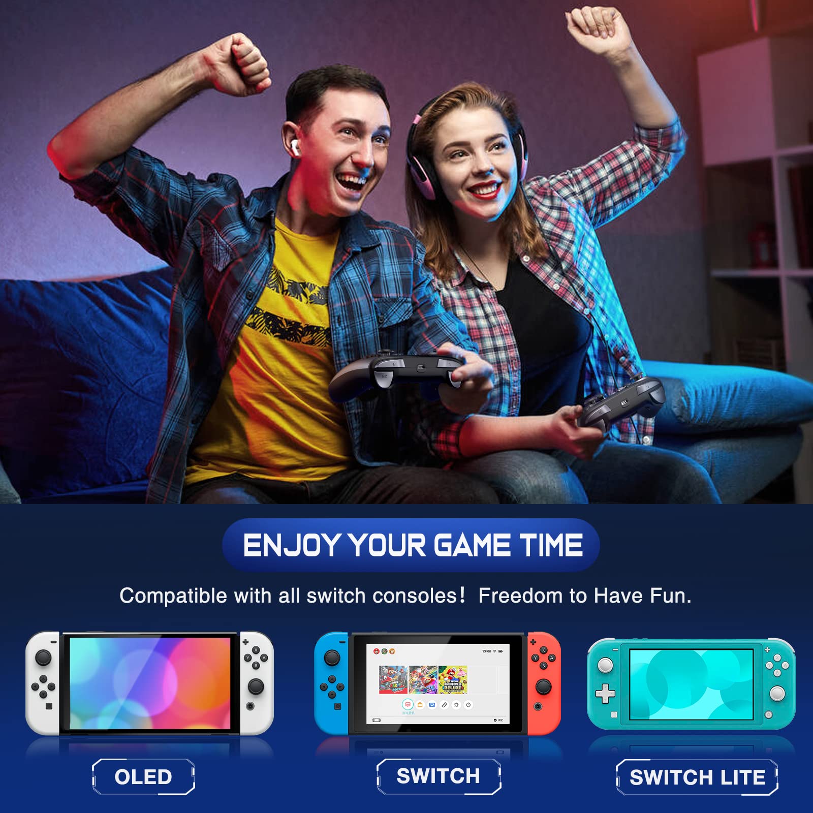 Wireless Switch Controller for Nintendo Switch 2/Switch 1/Lite/OLED Controller, Switch Controller with a Mouse Touch Feeling on Back Buttons, Extra Switch Pro Controller with Wake-up,Programmable, Turbo Function