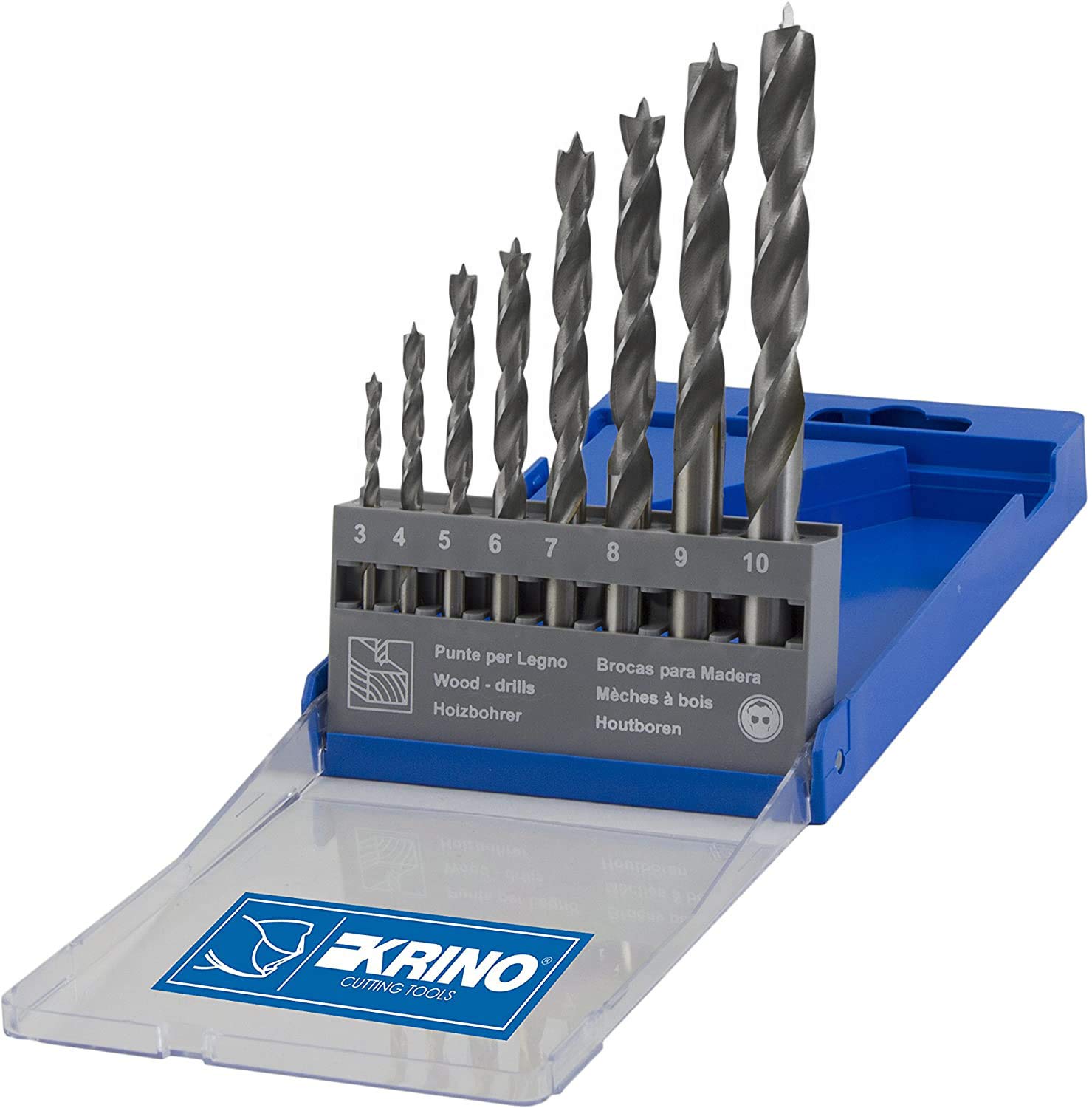 Krino 05010207 Set of 8 HSS Wood Drill Bits 3÷10mm, Steel