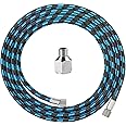 SAGUD Airbrush Hose 6 Foot Nylon Braided Air Hose with 1/8” Size On Both End and Adapter 1/8” male - 1/4” female for Most Airbrush Kit