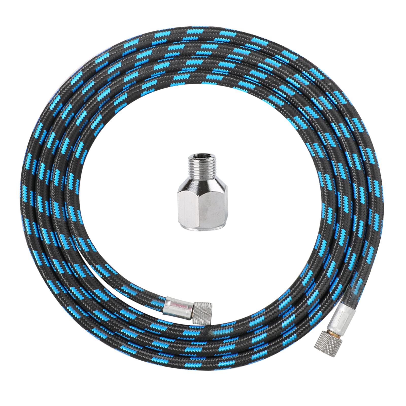 SAGUD Airbrush Hose 6 Foot 1.8 m Nylon Braided Air Hose with 1/8" Size On Both End and Adapter 1/8" Male to 1/4" Female for Most Airbrush Kit