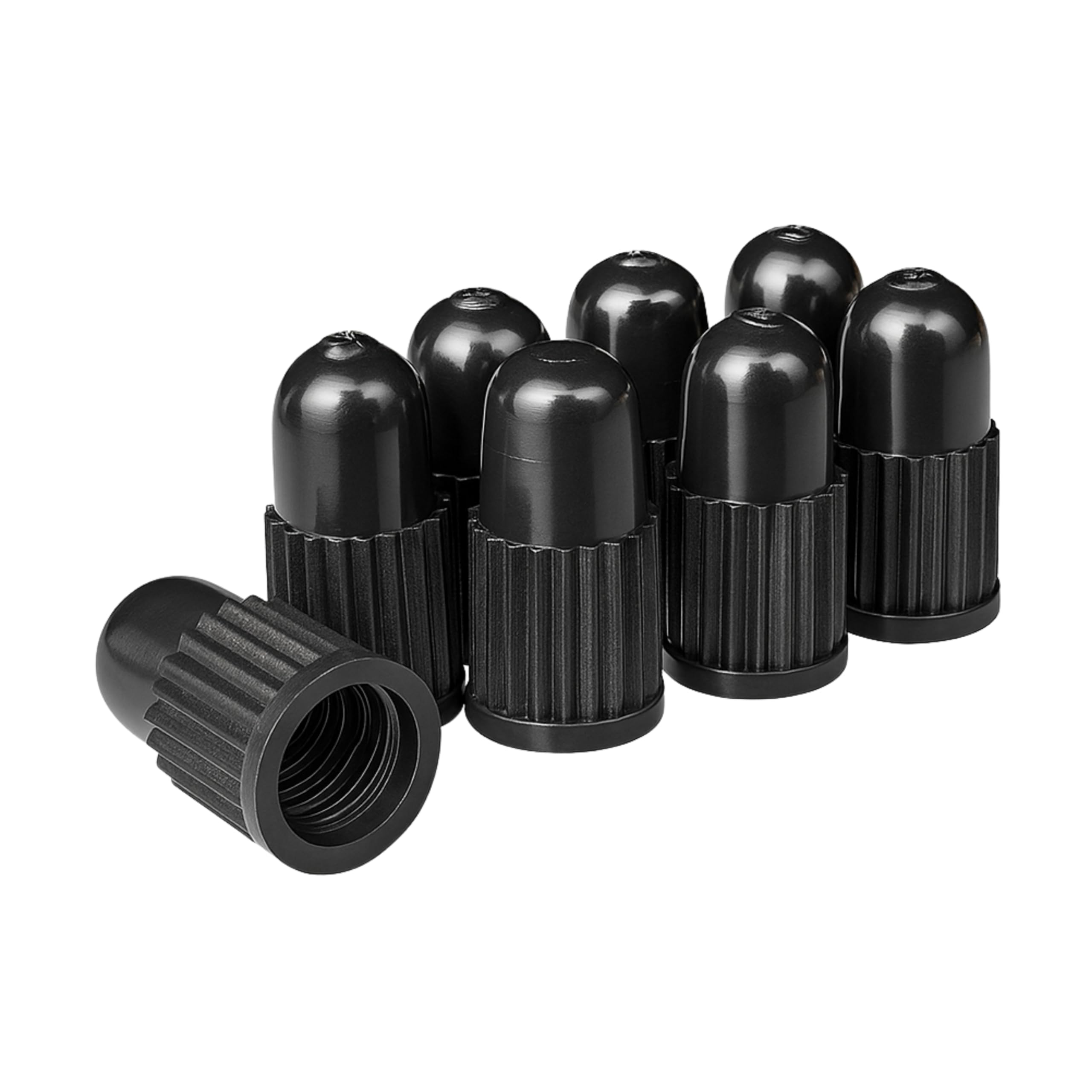 Valve caps made of hard plastic, 8 pieces, in black, for bicycle tyres with Dunlop or Presta outlet, bike valve caps, tyre outlet cover bicycle inner tube, bike air plug cover