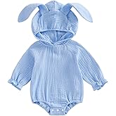 Aiwpstoin Newborn Baby Easter Outfit Girl Boy Bunny Ear Hoodie Long Sleeve Bubble Romper Cute Infant Spring Clothes