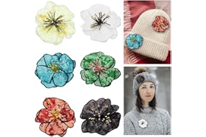 BEUNITONE 6 Pcs Sequins Flower Beaded Patches for Clothing Colorful Handmade Rhinestone Floral Embroidery Patch Applique for Clothes DIY Flower Decorated Motifs Sew On Clothes DIY Garment Accessory