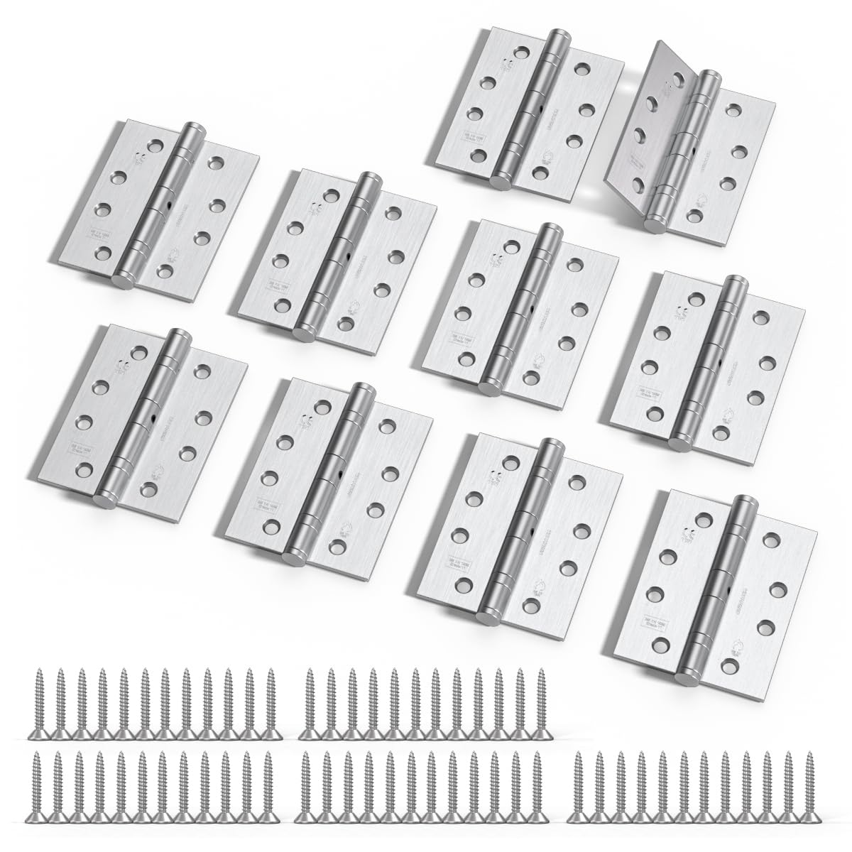 Bwintech 5 Pairs 100 x 75 x 2.7mm (4 inch) Satin Chrome Brushed Steel Hinge for Fire Door, Ball Bearing Hinge for Internal Use in Residential and Commercial Buildings
