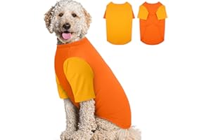 IKIPUKO 2 Pack Large Dog T-Shirts 3XL - Breathable Durable Cotton Shirt, Shedding Control Protect Skin Dogs Clothes for Husky, Labrador, Summer Hot Day Sleep, Walk, Sea, Park Play, Camping, Orange