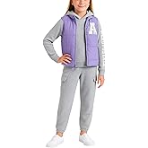 AEROPOSTALE Girls Joggers Set - 3 Piece Puffer Vest, Pullover Hoodie and Cargo Jogger Sweatpants for Girls (Sizes: 4-16)