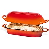 Enamelled Cast Iron Bread Loaf Pot – Dutch Oven For Sourdough Bread Baking – Oven Safe Non Stick Bread Pot – Rectangular, Orange, 34cm x 16cm – by Nuovva