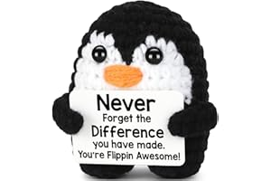 CryCarrot Thank You Appreciation Gifts for Teacher Cowoker Friend Nurse Mentor Boss Employee, Mini Funny Handmade Crochet Penguin Gift for Leaving Going Away Retirement Birthday Graduation