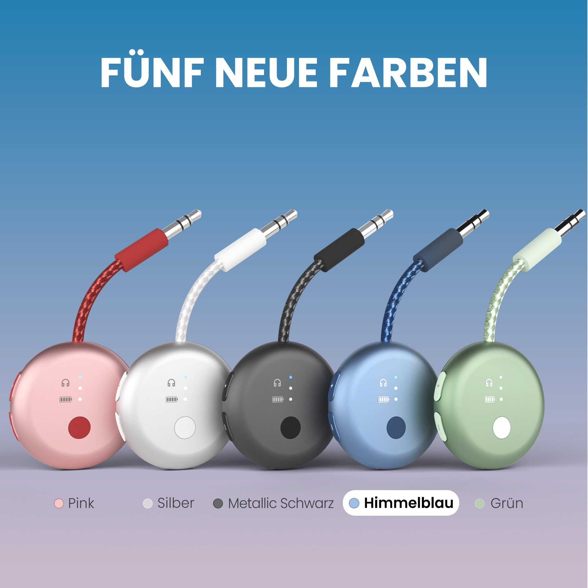 Avantree SoundJet R1 – Bluetooth Adapter Flugzeug für Kopfhörer & AirPods, aptX Adaptive, Qualcomm-Chipset, 20 Std. Akkulaufzeit, Kabelloser Audio Transmitter, Flugzeug-Gadgets für Reisen - Himmelblau 4
