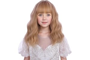 WAVELNM Kids Blonde Wig with Bangs Short Wavy Mixed Blonde Wig for Children Blond Bob Wigs Girls Daily Halloween Party Cosplay Wigs