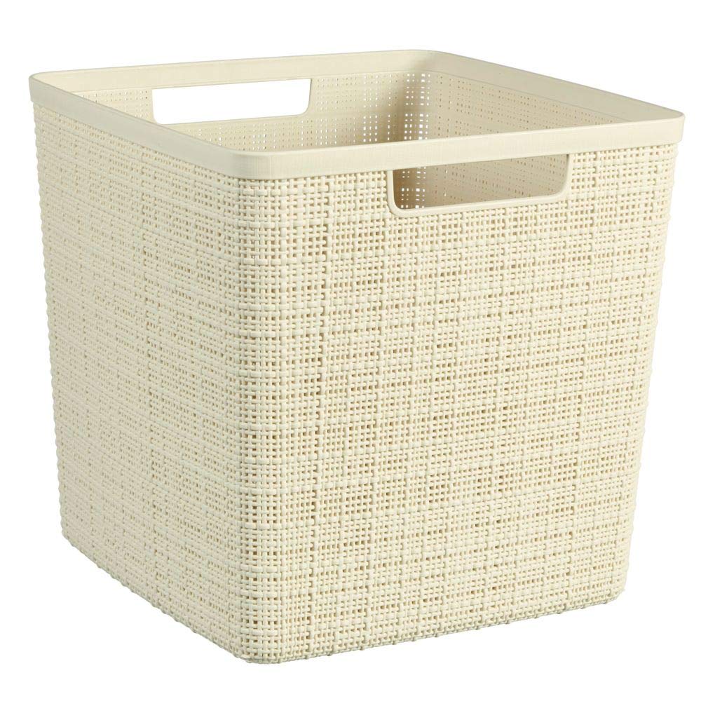 Keter CURVER Jute Basket 100% Recycled Plastic Square L 17L Off-White