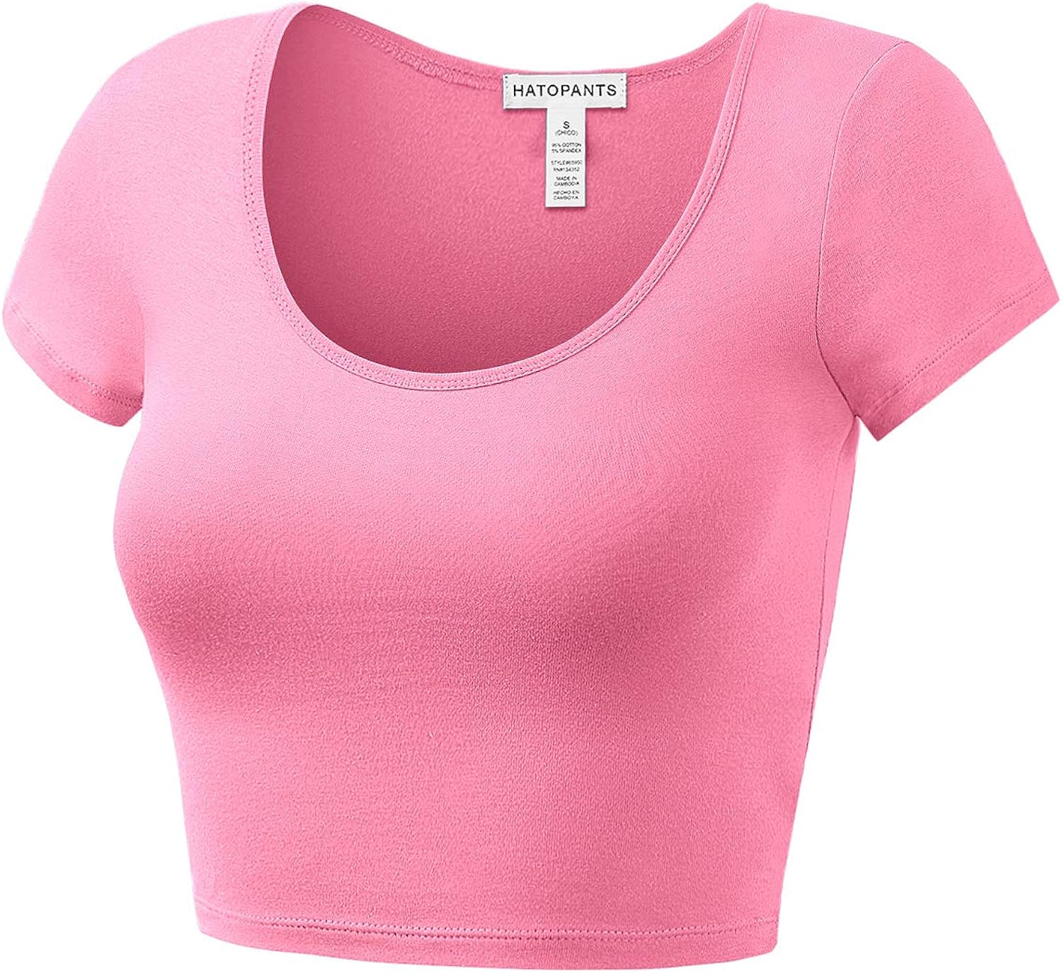 Women's Cotton Basic Scoop Neck Crop Top Short Sleeve Tops at  Women’s Clothing store