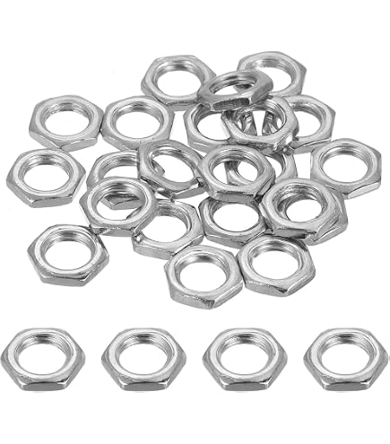 Uxcell 50-Pack M7x0.75x2mm Carbon Steel Hex Nuts – Zinc Plated, UNF Thread, 10mm Hex Width, For Screws & Bolts, Silver/Bronze Tone