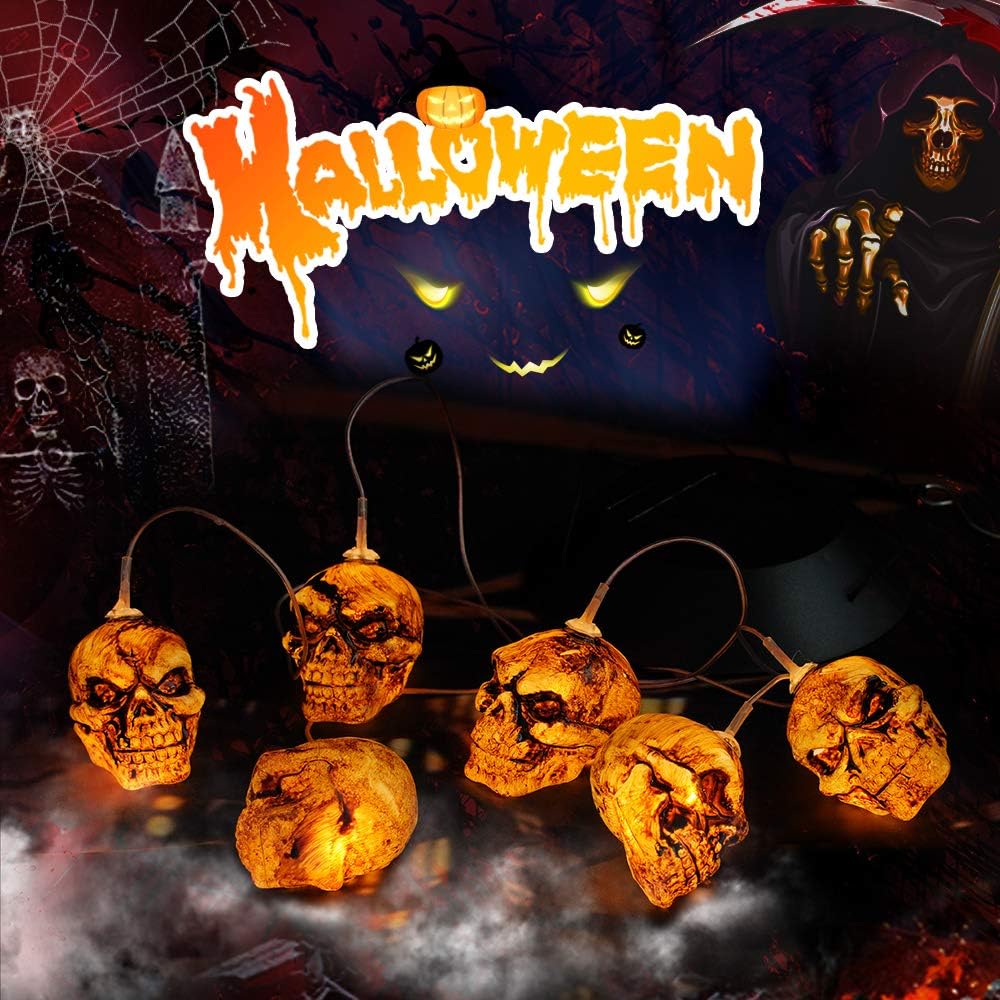 Halloween-Decorations-Outdoor-Lights, Solar Powered Skeleton Wind Chime Lights with 6 LED, Waterproof Solar Halloween Lights Decorations for Outdoor Halloween, Party, Christmas (Skeleton Decor ) : Garden & Outdoor