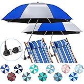 NBtoUS 2 Pack Beach Umbrella with 360 Universal Clamp, UPF50+ Umbrella Outdoor Patio Sun Protection for Chairs, Beach &Patio Use (Not Include Chair)
