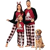 SWOMOG Family Christmas Matching Pajamas Sets Long Sleeve Pjs Holiday Sleepwear Women Men Soft Loungewear Set