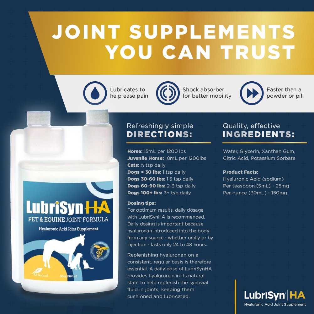 LubriSynHA Hyaluronic Acid Pet Equine Joint Formula 32oz AllNatural