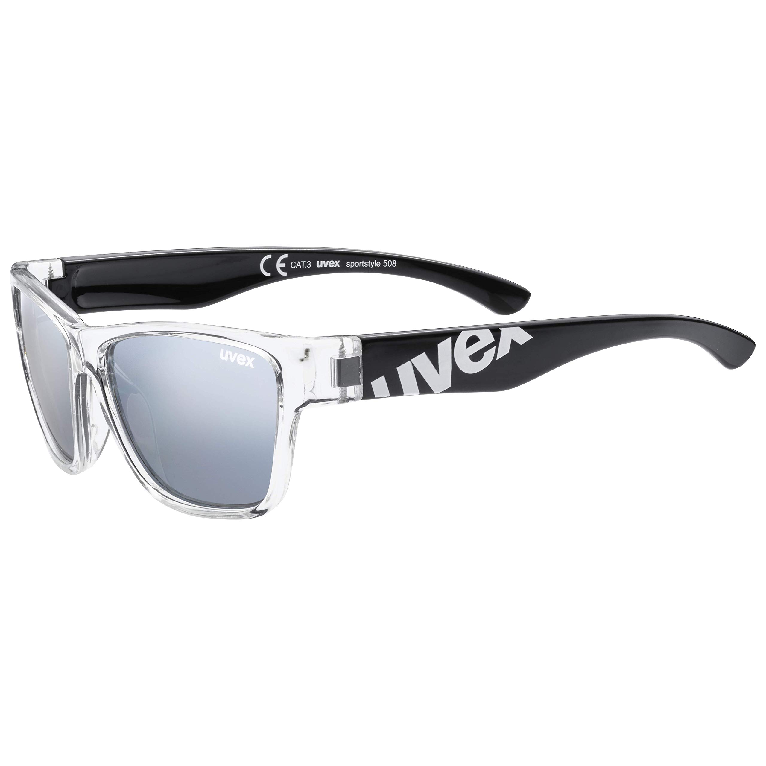 uvex Sportstyle 508 - Sports Sunglasses for Kids - Mirrored Lenses - incl. Headband - Black Clear - One Size