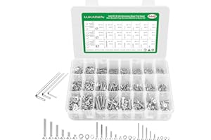 LUKAISEN 1440PCS Screws Nuts and Washers Assortment, M2 M3 M4 Hex Flat Head Cap Metric Bolts and Nuts Kit - 304 Stainless Steel Screws with 3 Allen Wrenches for 3D Printer Furniture Industrial