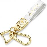 TLOEP Christian Leather Cross Keychain for Men & Women - God Is Greater Than the Highs and Lows Key Ring, Faith Gift