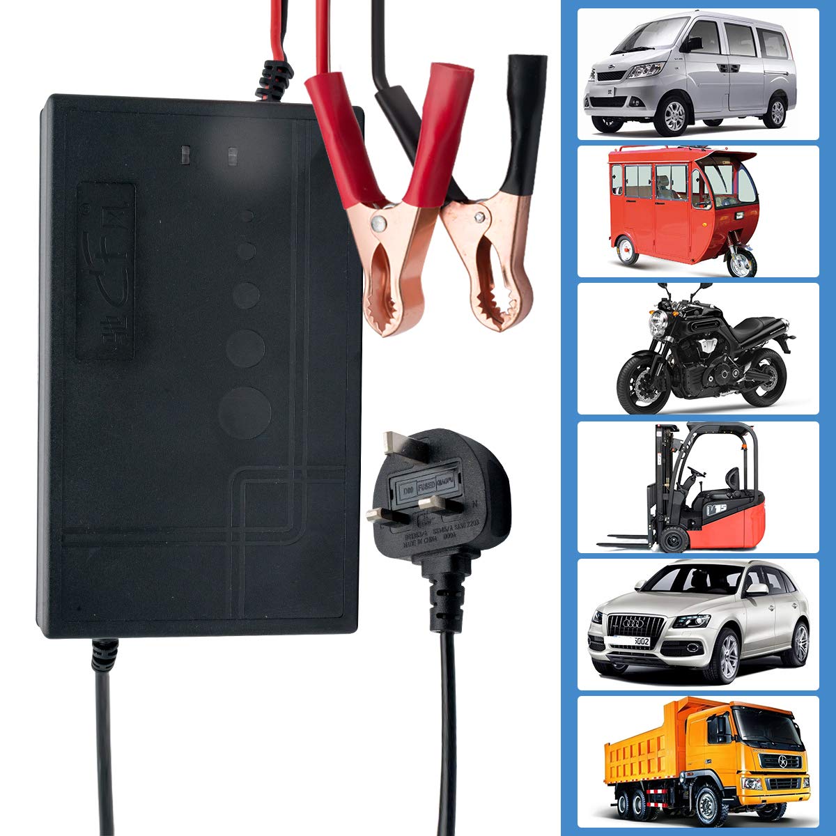 Car Battery Charger, Maso 20A 45AH-260AH 12V Automatic Smart Fast Intelligent Battery Chargers Trickle for Cars Van Boat Motorcycles