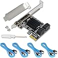 PCIe SATA Card 4 Ports with 4 SATA Cables, SATA 3.0 Controller Extension Card with Low Profile Bracket, PCIe to SATA (6Gbps)