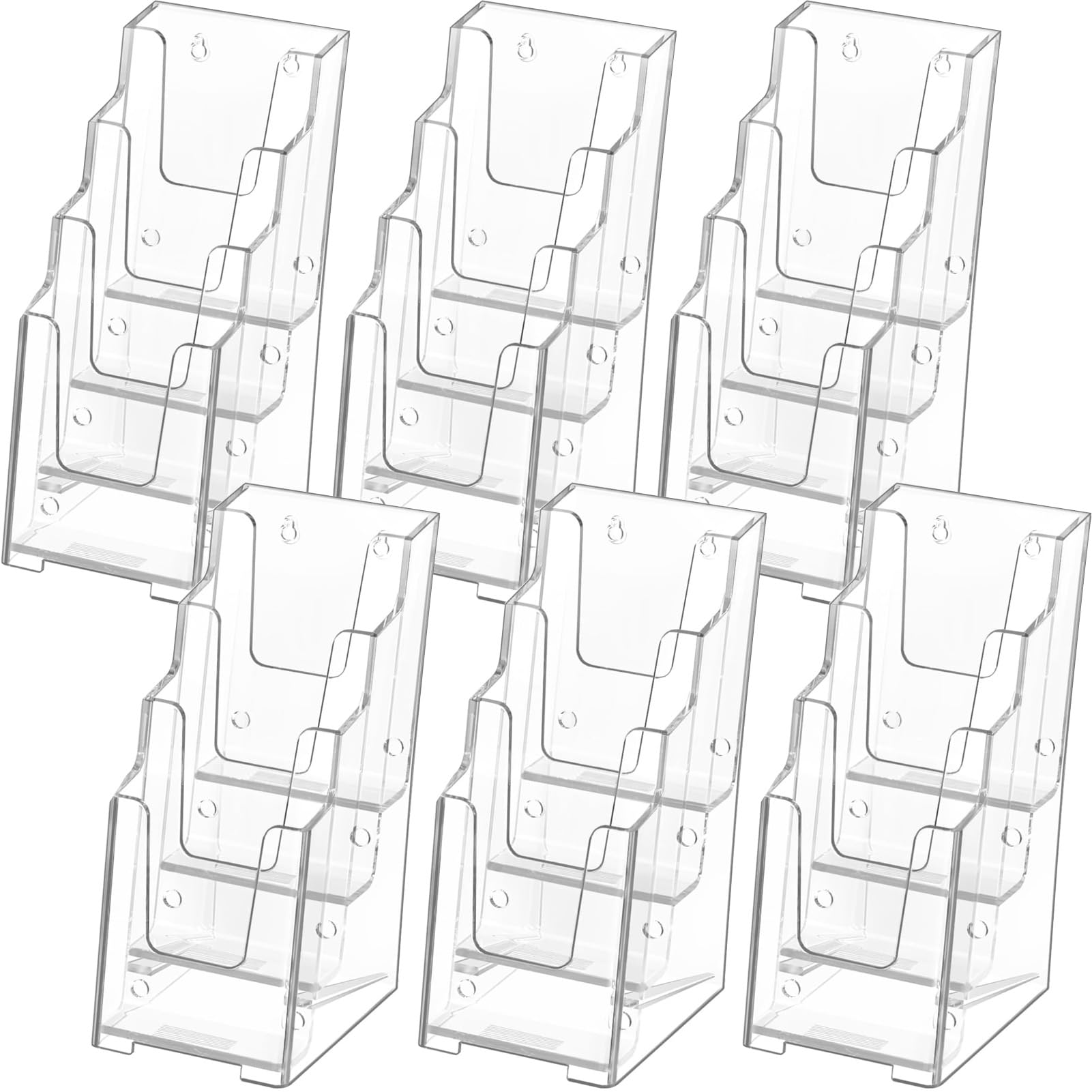 Photo 1 of MaxGear Acrylic Brochure Holder, 4 Inch Wide 4 Tier Clear Literature Display Stand, Premium Plastic Pamphlet Holder, Multi-Pocket Wall Mount or Countertop Organizer for Office or Home, 6 Pack