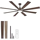ZMISHIBO 72 inch Oil Rubbed Bronze Ceiling Fans with Lights and Remote, Indoor/Outdoor Farmhouse Ceiling Fan for Living Room Patio, 6 Speed Reversible Quiet DC Motor, 3CCT, Dual Finish Blades